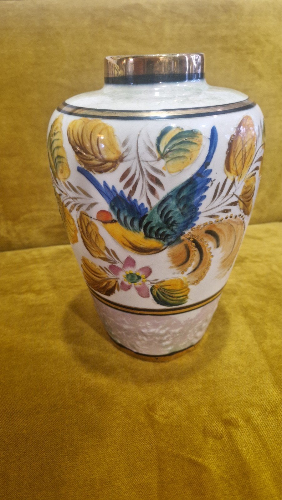 Vintage handbeschilderde Bequet vaas - Belgisch keramiek, Antiek en Kunst, Ophalen of Verzenden