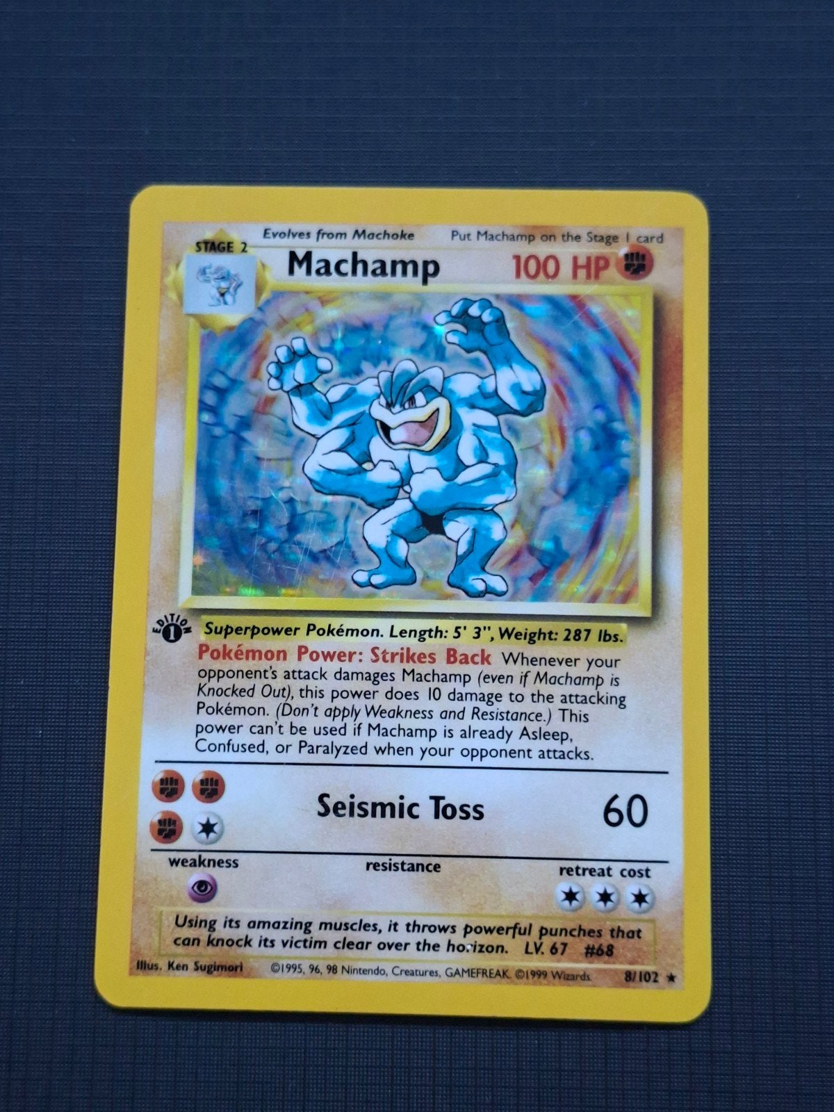 Machamp 8 (1st ed), Hobby en Vrije tijd, Verzamelkaartspellen | Pokémon, Ophalen of Verzenden, Zo goed als nieuw