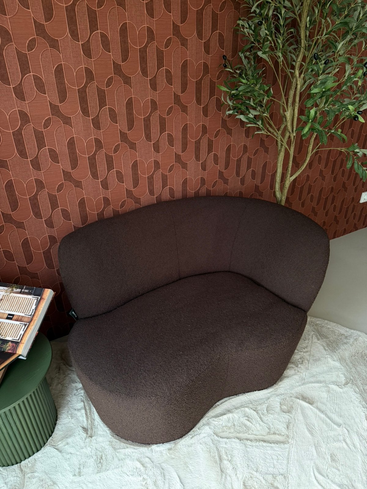 Woood bruine fauteuil stoel, Ophalen, Zo goed als nieuw, 75 tot 100 cm