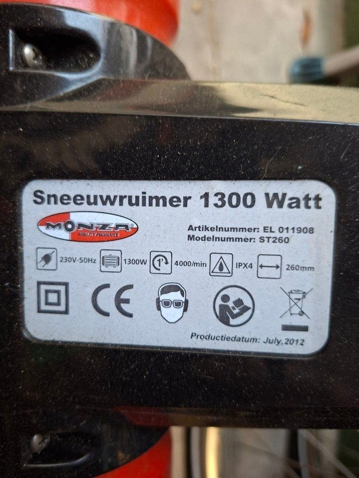 Monza Sneeuwruimer 1300 Watt - Elektrisch, Tuin en Terras, Ophalen