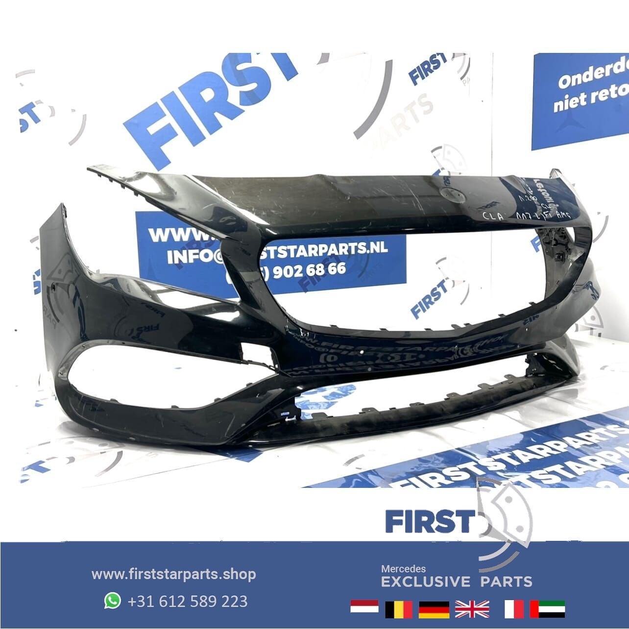 W117 C117 X117 CLA FACELIFT 45 AMG VOORBUMPER ZWART Mercedes, Gebruikt, -, Voor, Ophalen of Verzenden