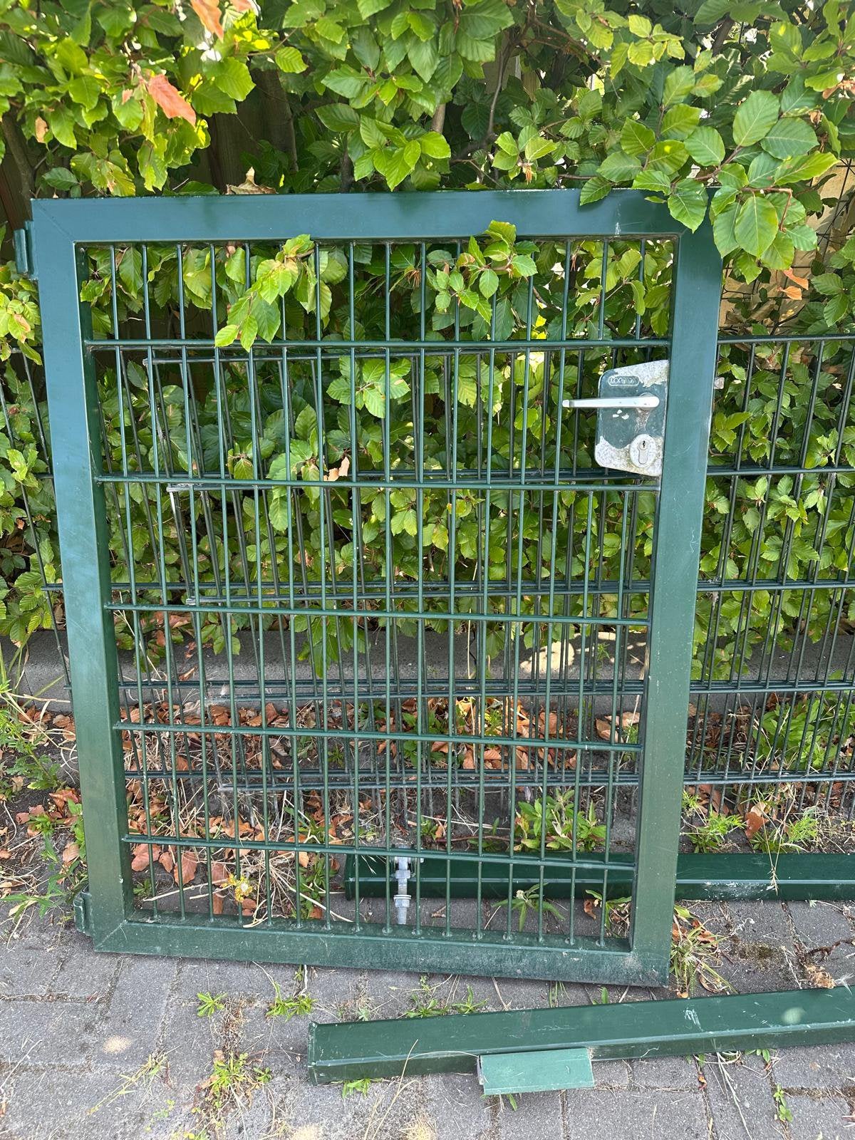 Hekdeur groen met palen, Ophalen, Gebruikt, IJzer, Tuinhek