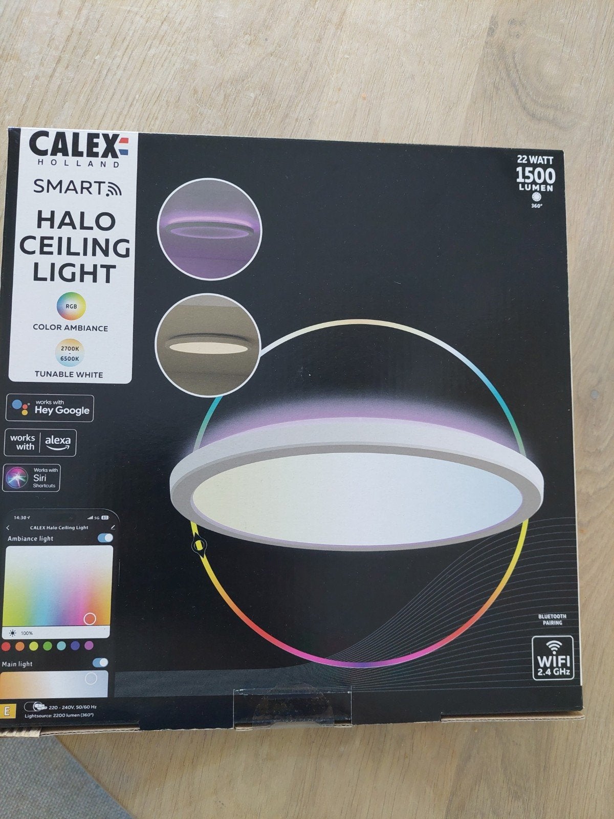 Calex Smart Halo Plafondlamp RGB - Nieuw in doos, Ophalen, Modern, Meerkleurig, Nieuw