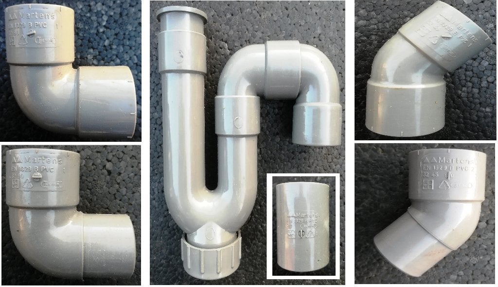 Martens pvc verbindingen 32 mm, Bochten, Pvc, Nieuw, Minder dan 2 meter