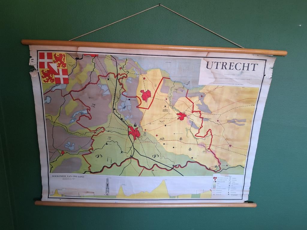 Vintage Schoolkaart Utrecht Provinciekaart, Antiek en Kunst, Antiek | Schoolplaten, Ophalen
