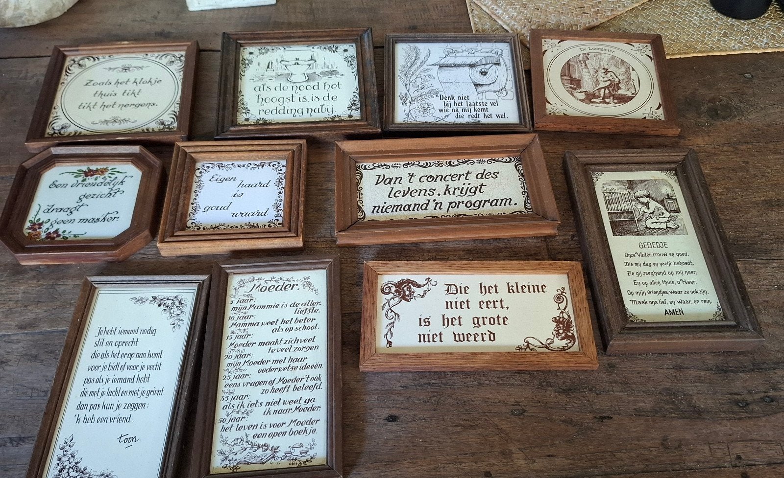 Set van 12 Vintage Tegeltjes met Spreuken en Afbeeldingen, Ophalen