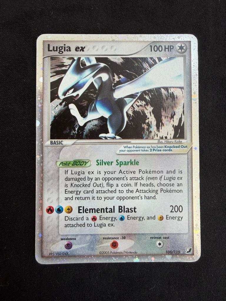 Lugia ex Pokémon kaart 105/115 EX Unseen Forces (2005), Ophalen of Verzenden, Gebruikt, Losse kaart, Foil