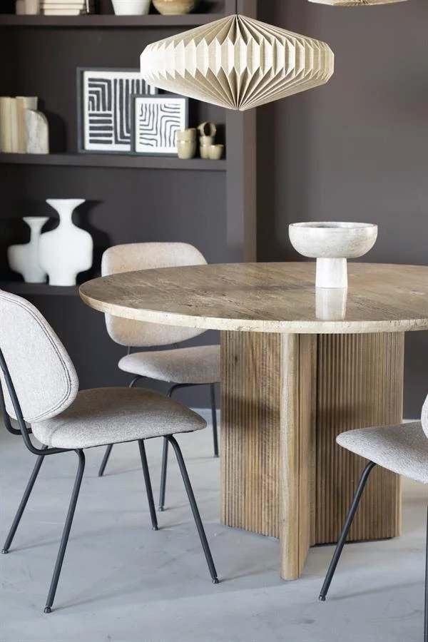 Eleonora Eettafel Sara showroommodel Ø130 Travertin, Huis en Inrichting, Tafels | Eettafels, Overige materialen, 100 tot 150 cm