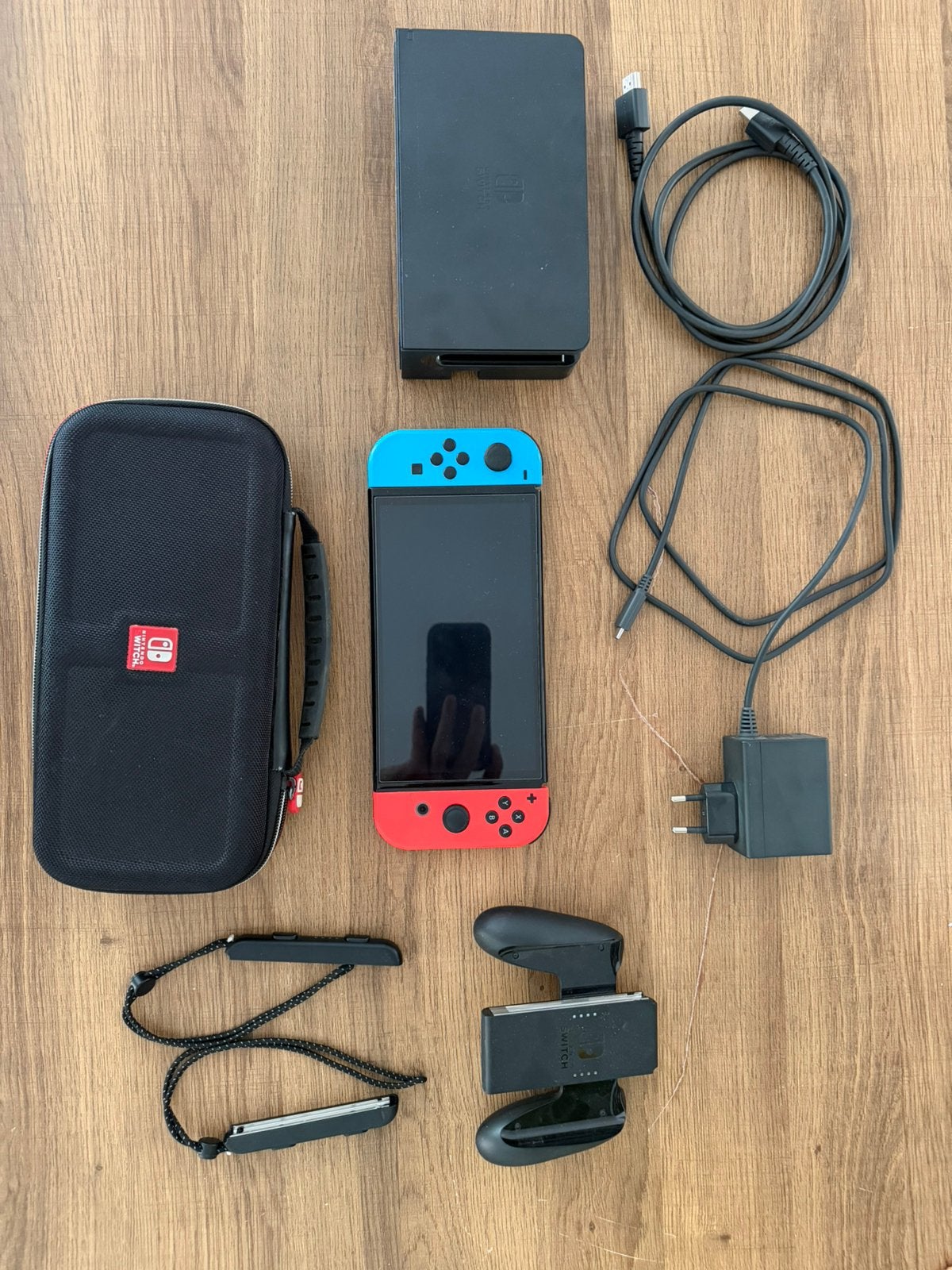 Nintendo Switch OLED (Neon Rood/Blauw) – Compleet, Ophalen of Verzenden, Zo goed als nieuw, Met 1 controller, Switch OLED