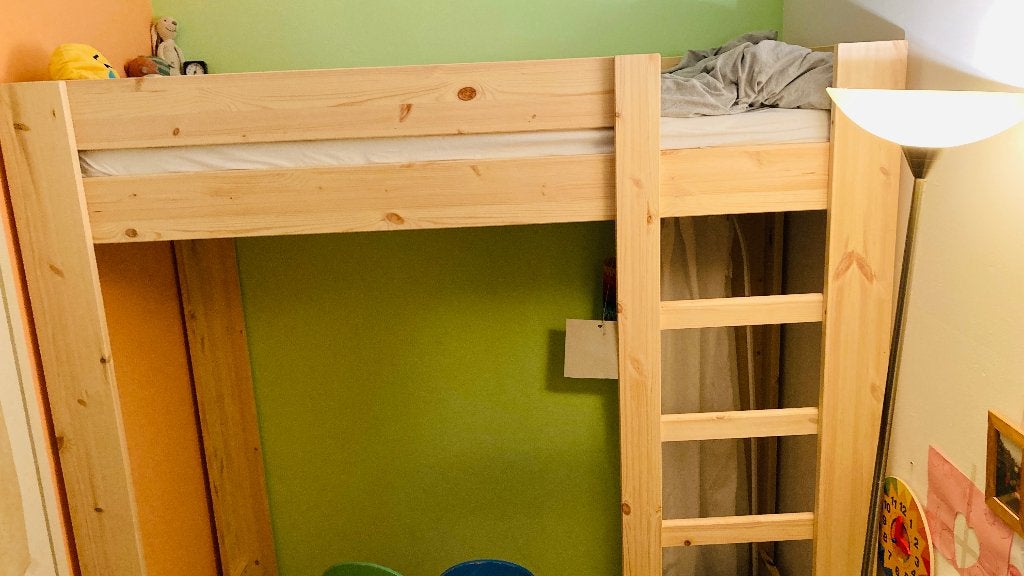 Stevige houten hoogslaper 80x180, Kinderen en Baby's, Kinderkamer | Stapelbedden en Hoogslapers, Ophalen, Gebruikt, Hoogslaper