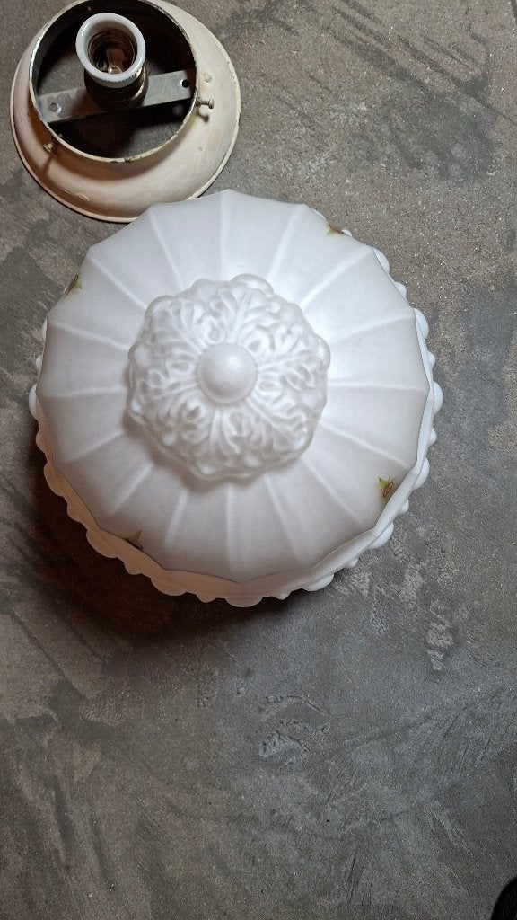 Vintage Opale Glazen Plafondlamp Kap, Ophalen of Verzenden