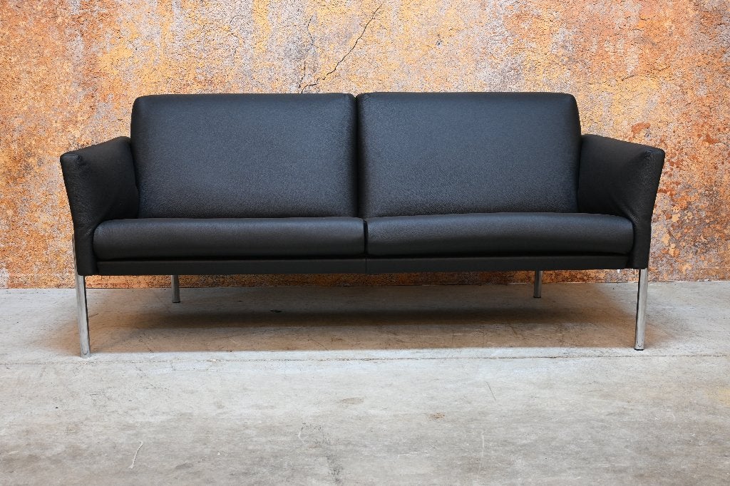 NIEUW beklede zwarte leren Jori Tosca design bank, Jori, Driepersoons, 75 tot 100 cm, Ophalen of Verzenden