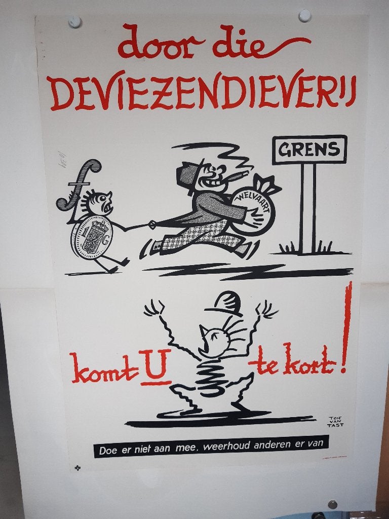 Originele Poster Ton van Tast RVD Diviezendieverij, Ophalen of Verzenden, A1 t/m A3, Reclame, Rechthoekig Staand