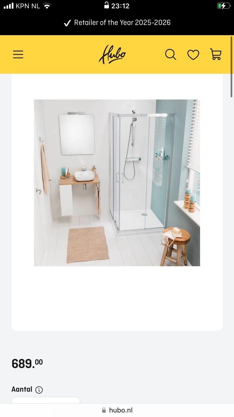 Sealskin Compact Hoekinstap Douchecabine 90x90 cm, Ophalen, Nieuw, Met douche