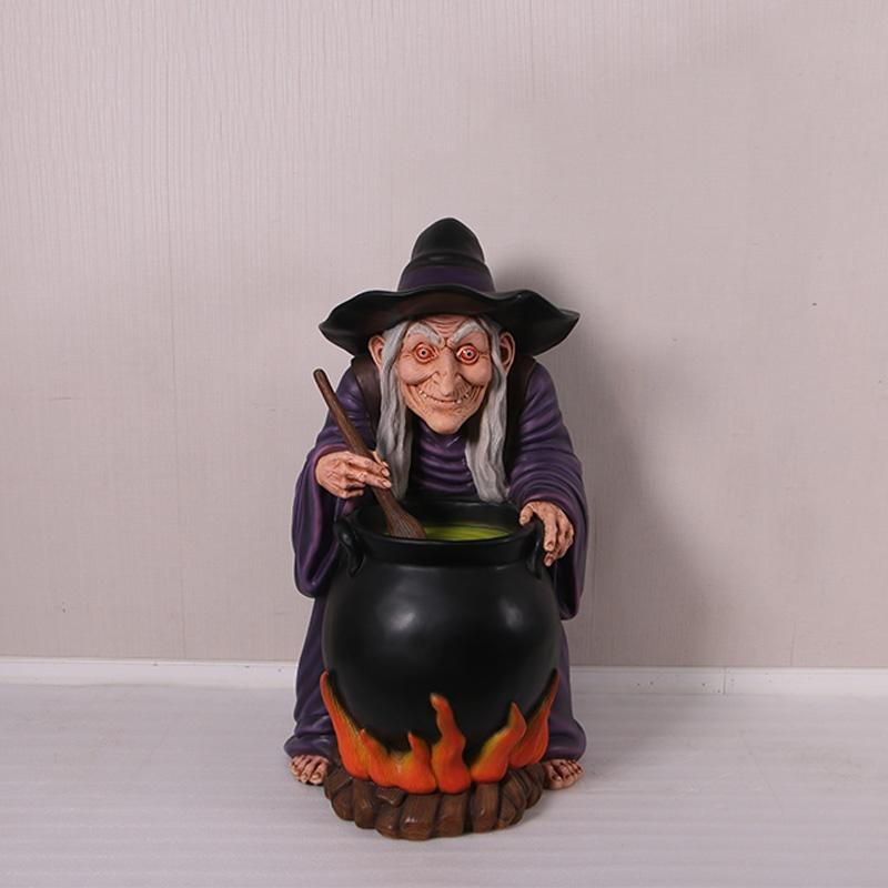 Witch with Cauldron – Heks Hoogte 122 cm, Verzamelen, Beelden en Beeldjes, Ophalen, Nieuw, Overige typen