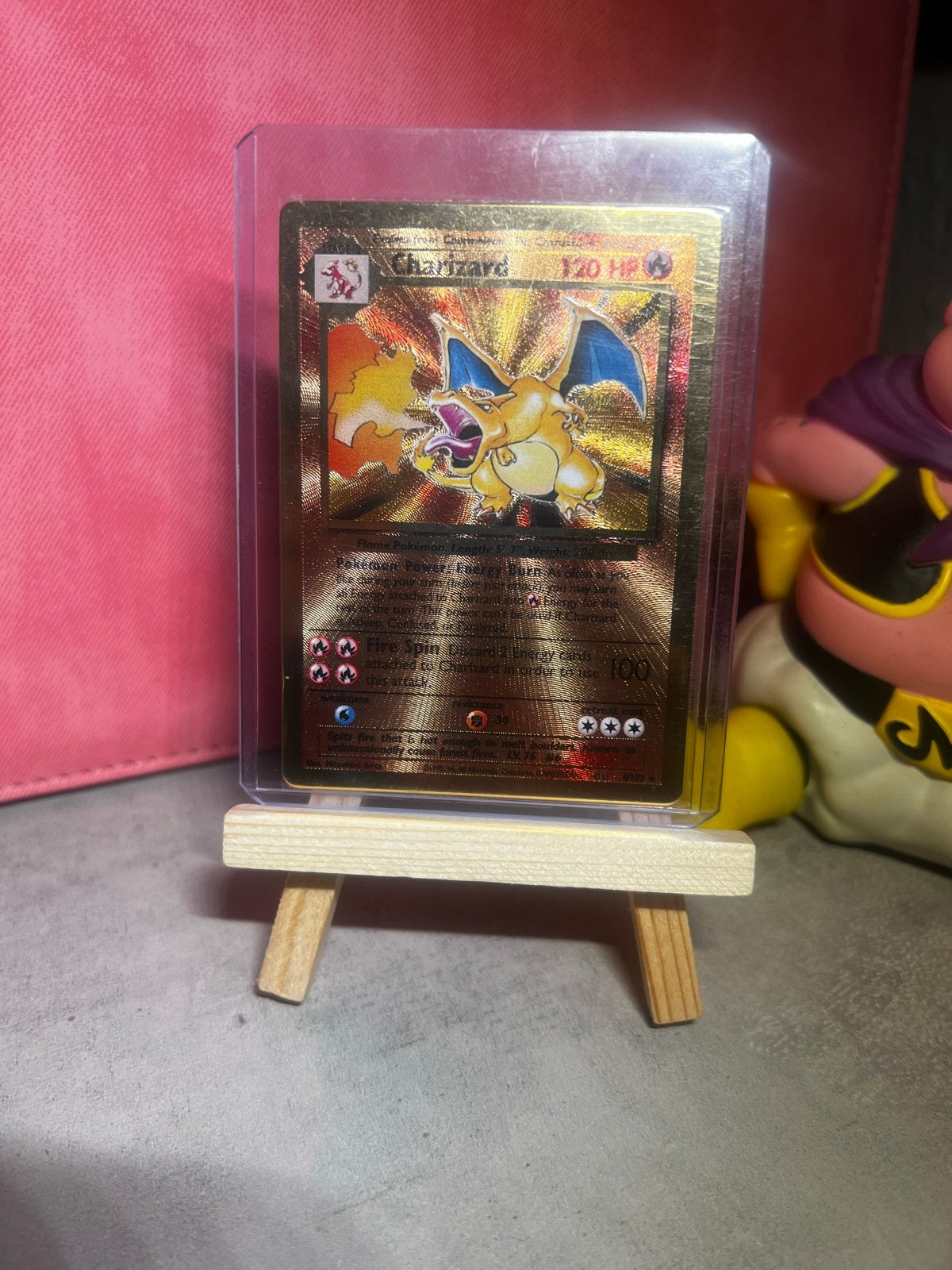 Pokémon Charizard Gouden Kaart, Ophalen, Zo goed als nieuw, Losse kaart, Foil