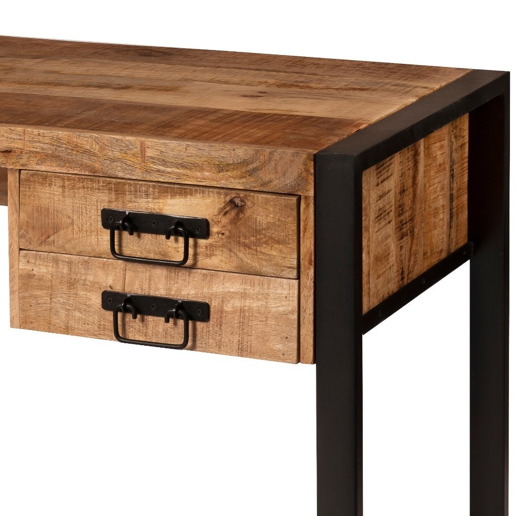 Vintage Mangohout Bureau Industrieel Mango Buro Hout, Info@dehanzeherten.nl, De Hanze Herten BV, 150 cm, Hout