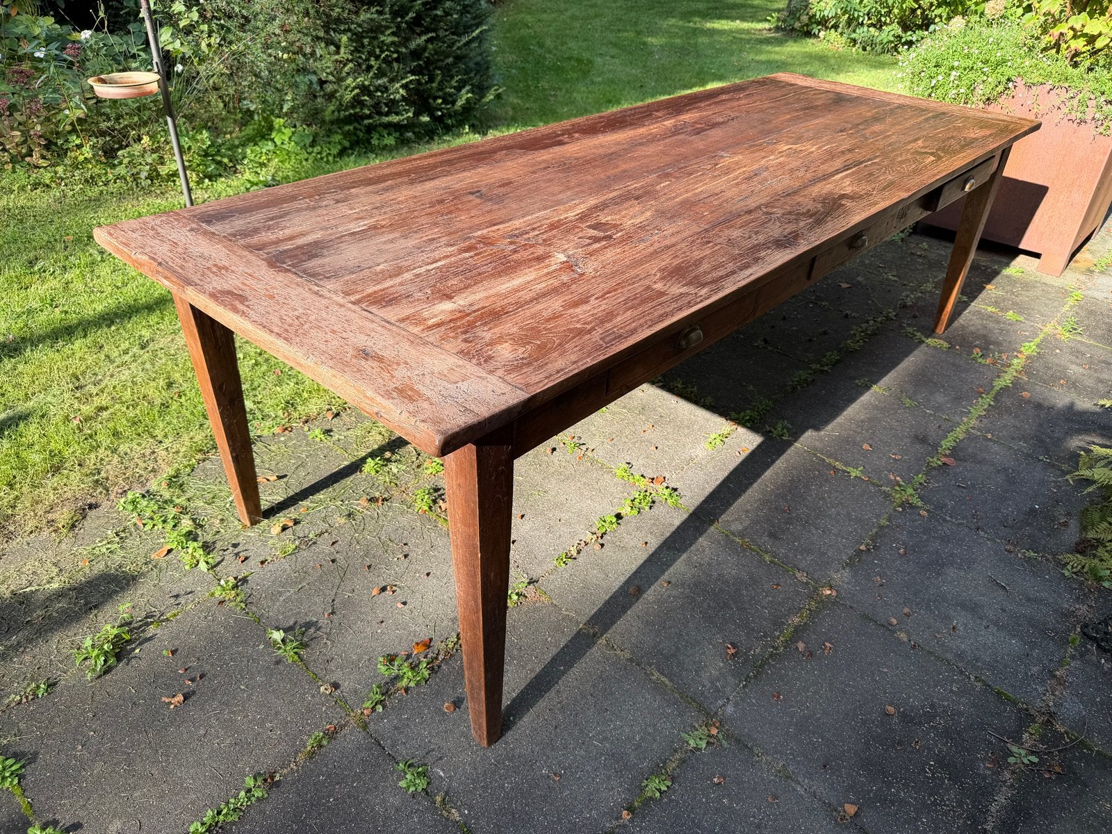Koloniale Teakhouten Eettafel - 275x100 cm - 8 personen, Ophalen, Gebruikt, 100 tot 150 cm, Koloniaal