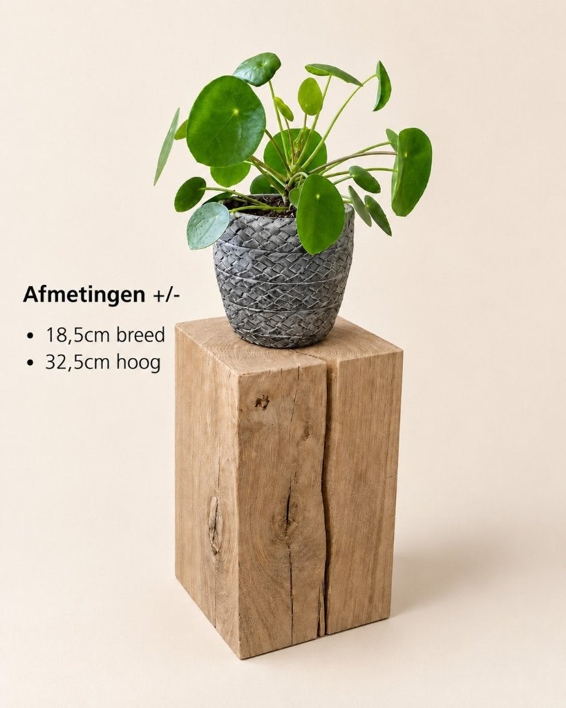 Houten blok - zuil - sokkel massief eiken H32,5cm #SE04, Huis en Inrichting, Houtatelier M.Y., Info@myhoutatelier.nl, Nieuw, Ophalen of Verzenden