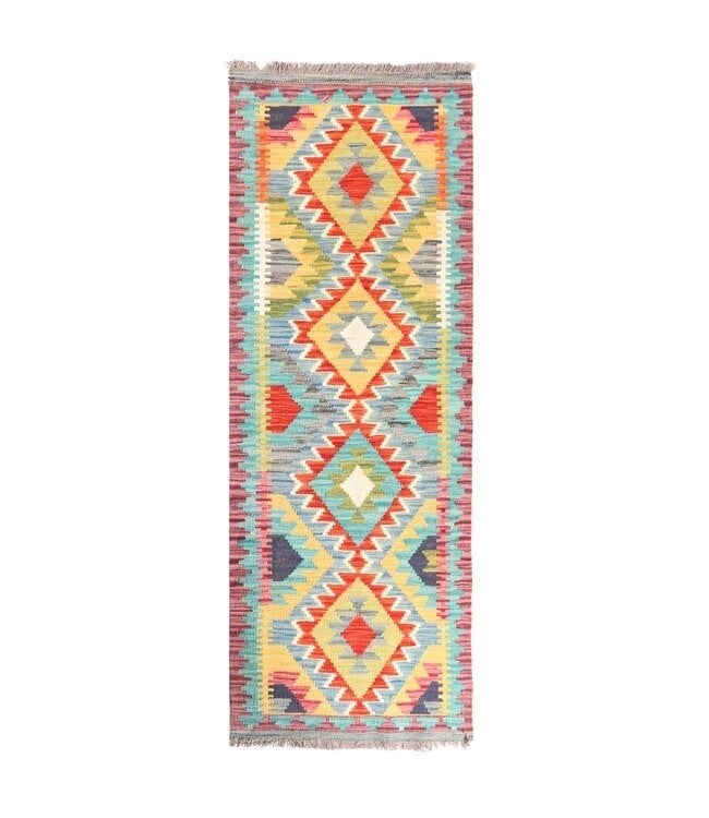 Handgeweven Kelim Loper Wol Vloerkleed Tapijt 148x53 cm, 100 tot 150 cm, ....., Nieuw, Sadikaberdy@gmail.com