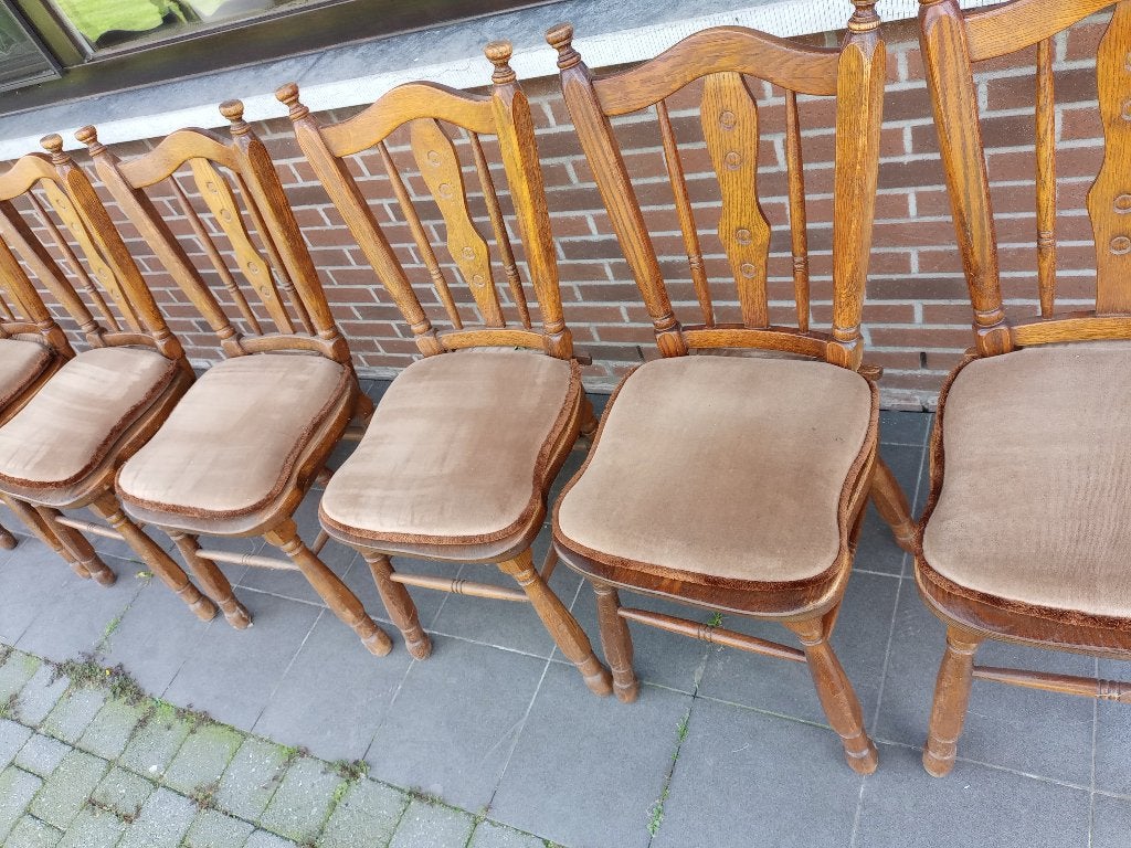 8 eiken stoelen, Ophalen, Gebruikt, Bruin, Landelijk