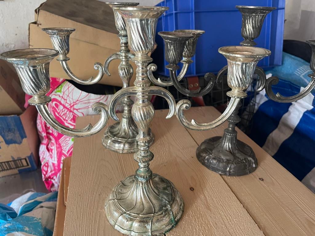 Verzilverde kandelaars, Ophalen, Zilver
