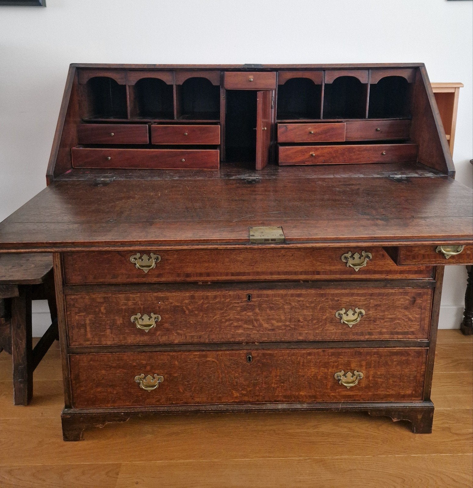Vintage Secretaire Bureau - Antiek Houten Schrijfbureau, Antiek en Kunst, Ophalen