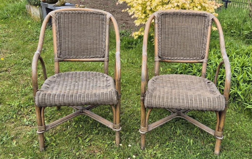 Set van 2 rotan tuinstoelen., Tuin en Terras, Ophalen, Gebruikt, Rotan