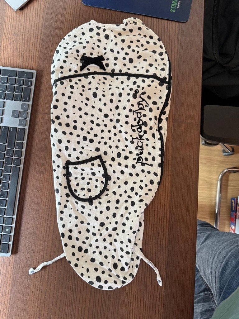 Puckababy Piep slaapzakje – 0-3 maanden – stippenprint, Ophalen of Verzenden, Gebruikt, Minder dan 70 cm, Slaapzak