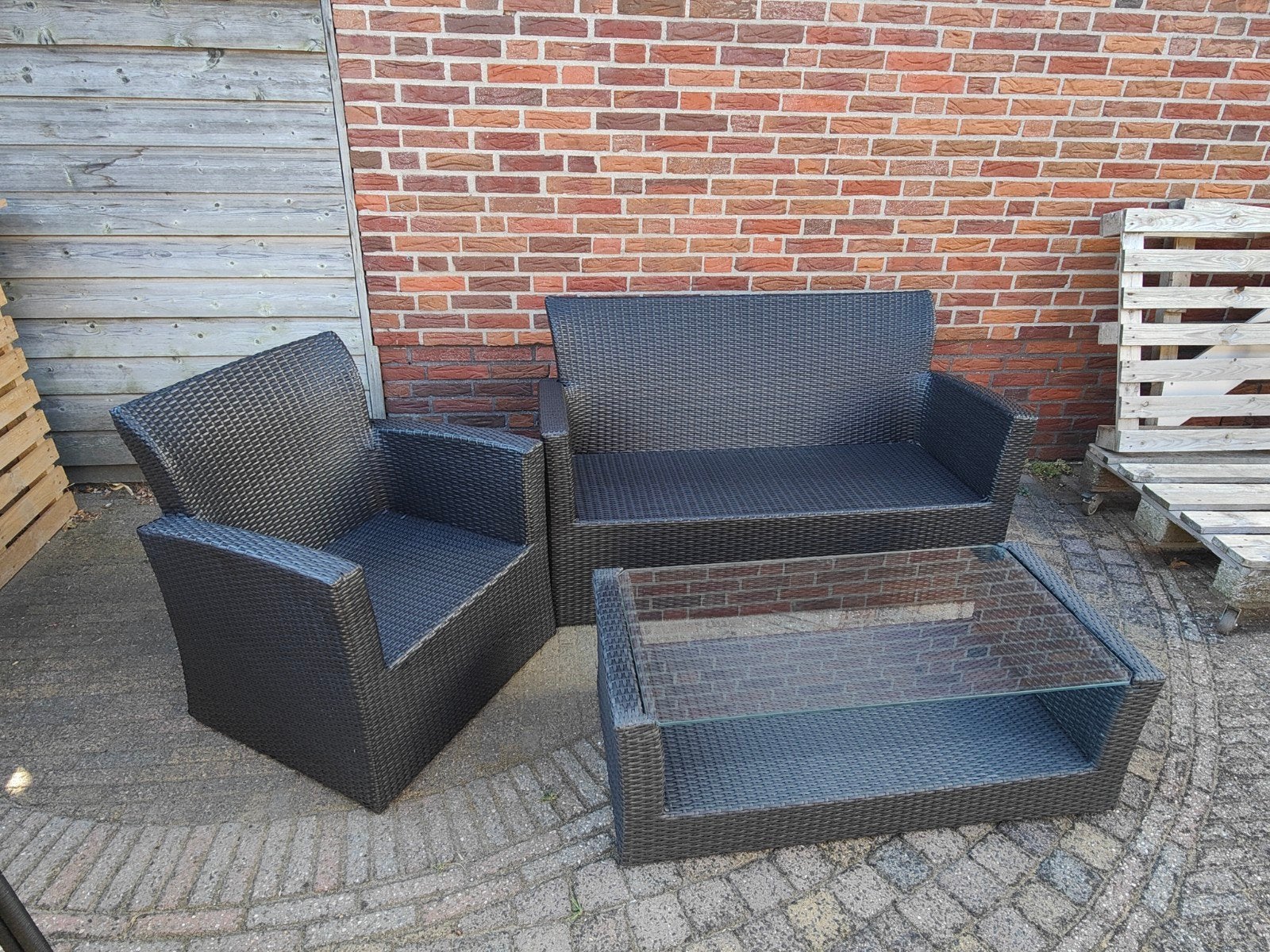 Garden Impressions Wicker Loungeset - 3-delig, Tuin en Terras, Ophalen, Gebruikt, 3 zitplaatsen, Bank