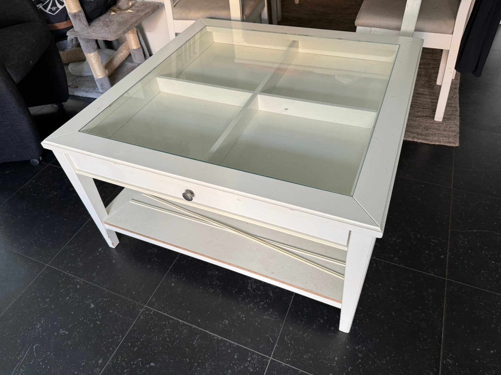 IKEA Liatorp Salontafel - Wit met Glasplaat, Ophalen, 50 – 75, Gebruikt, 100 tot 150 cm