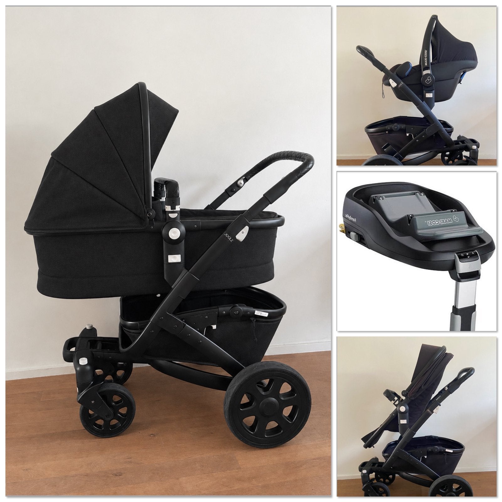 Nette Joolz 4-in-1 COMPLETE SET MaxiCosi Autobase Isofix, Kinderen en Baby's, Ophalen, Zo goed als nieuw, Overige merken, Verstelbare duwstang