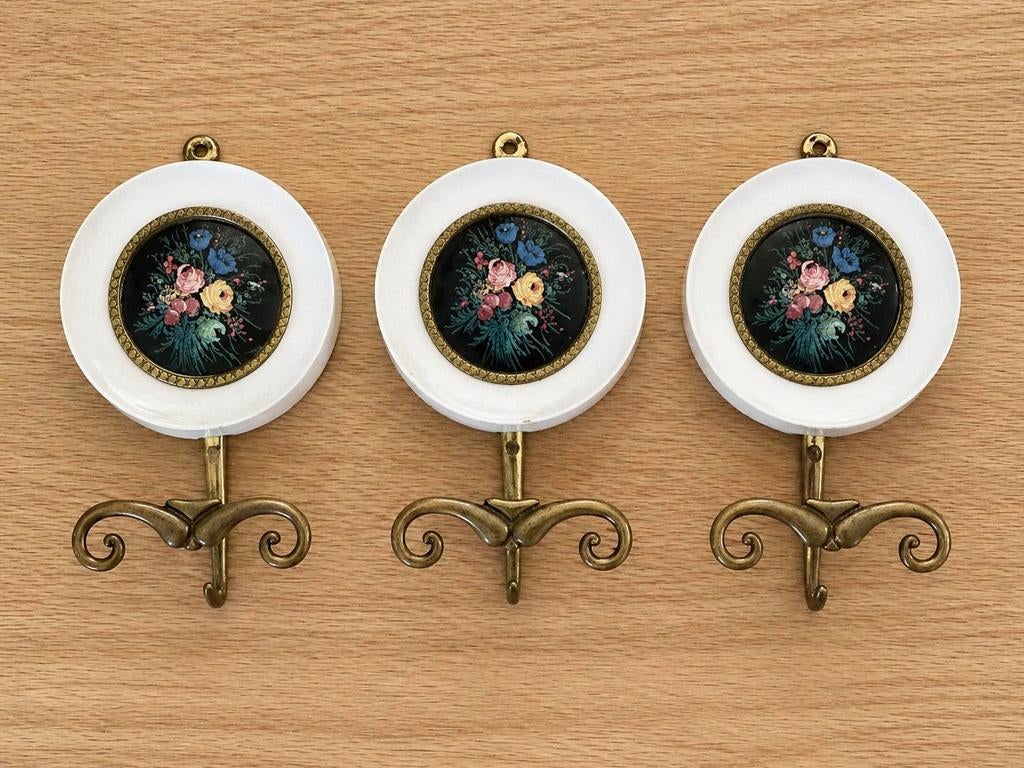 Vintage Brevettato wandhaken set van 3 Italiaanse Florentine, Ophalen of Verzenden, Zo goed als nieuw, Wandhaken, Minder dan 100 cm