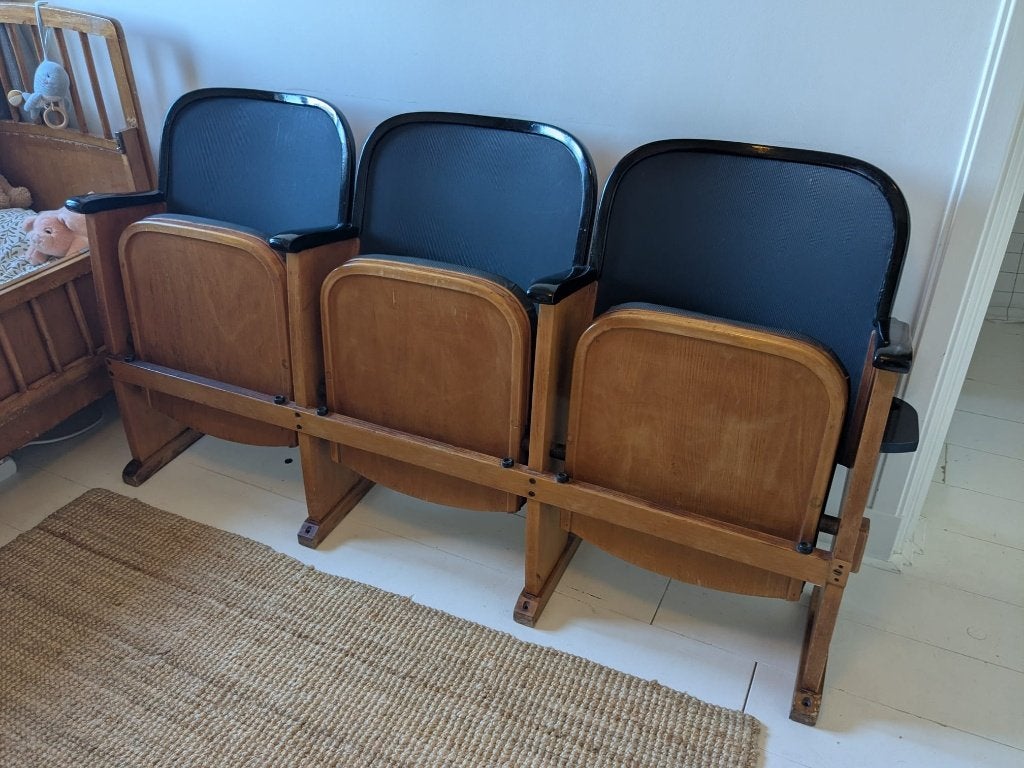 Prachtige vintage bioscoopstoelen, Ophalen, Gebruikt, Drie, Zwart