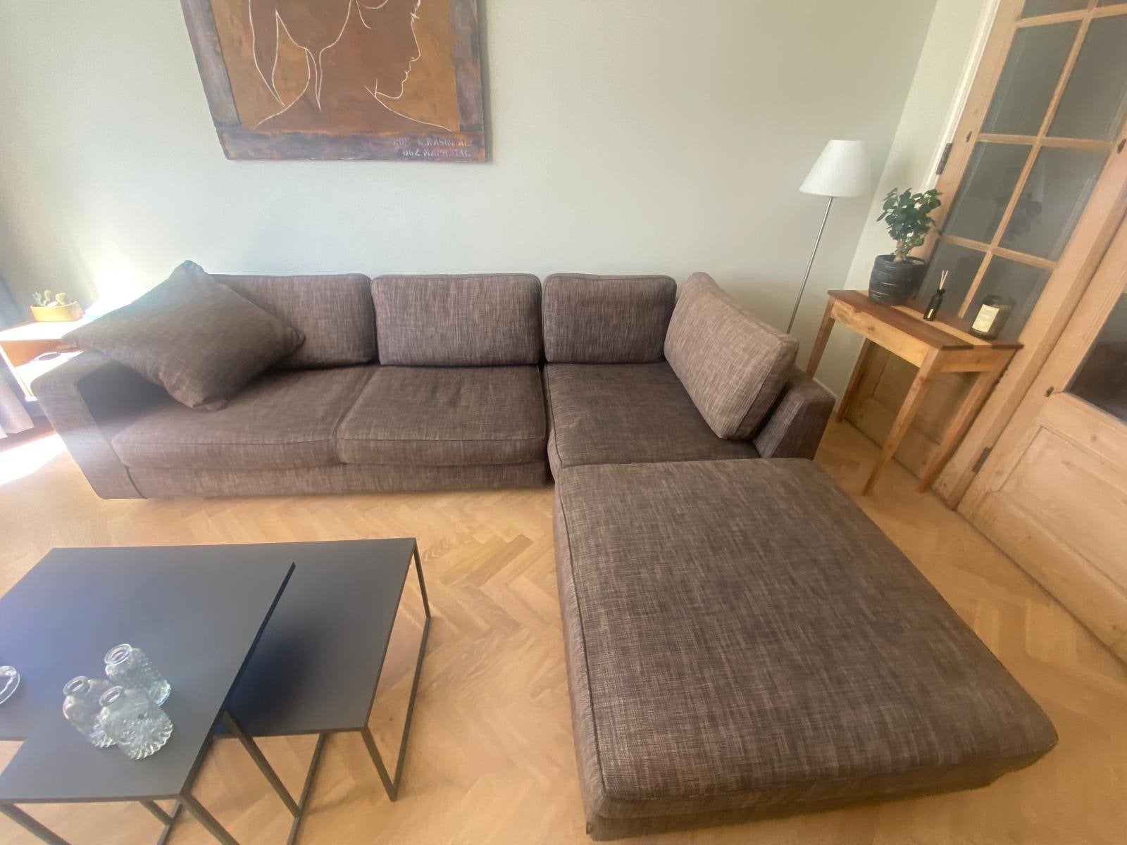 Minotti bank met chaise longue, zitelement en hocker - Antra, Huis en Inrichting, Ophalen, Gebruikt, Stof