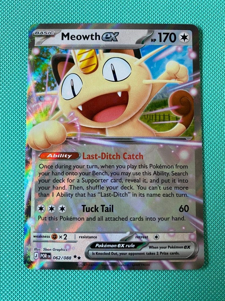 Meowth EX 062/088 POR, Ophalen of Verzenden, Nieuw, Losse kaart, Foil