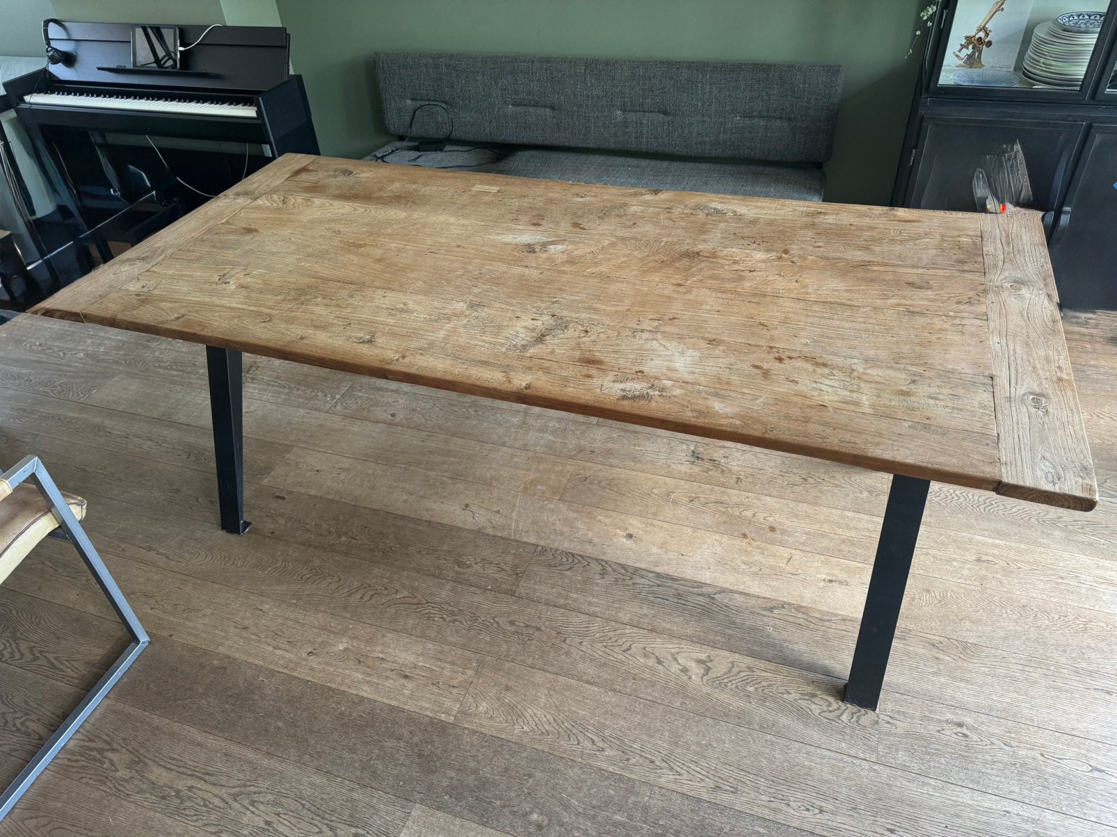 Teak houten eettafel 220x100 cm - Demontabel, Ophalen, Gebruikt, 100 tot 150 cm, Teakhout