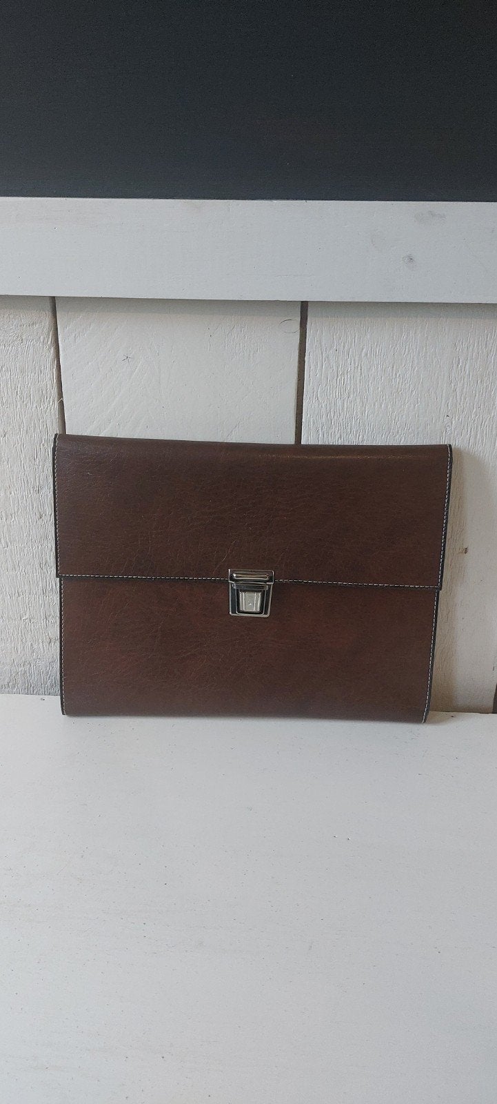 Bruine vintage opbergmap documenten etc leer? Etui voor papi, Ophalen of Verzenden