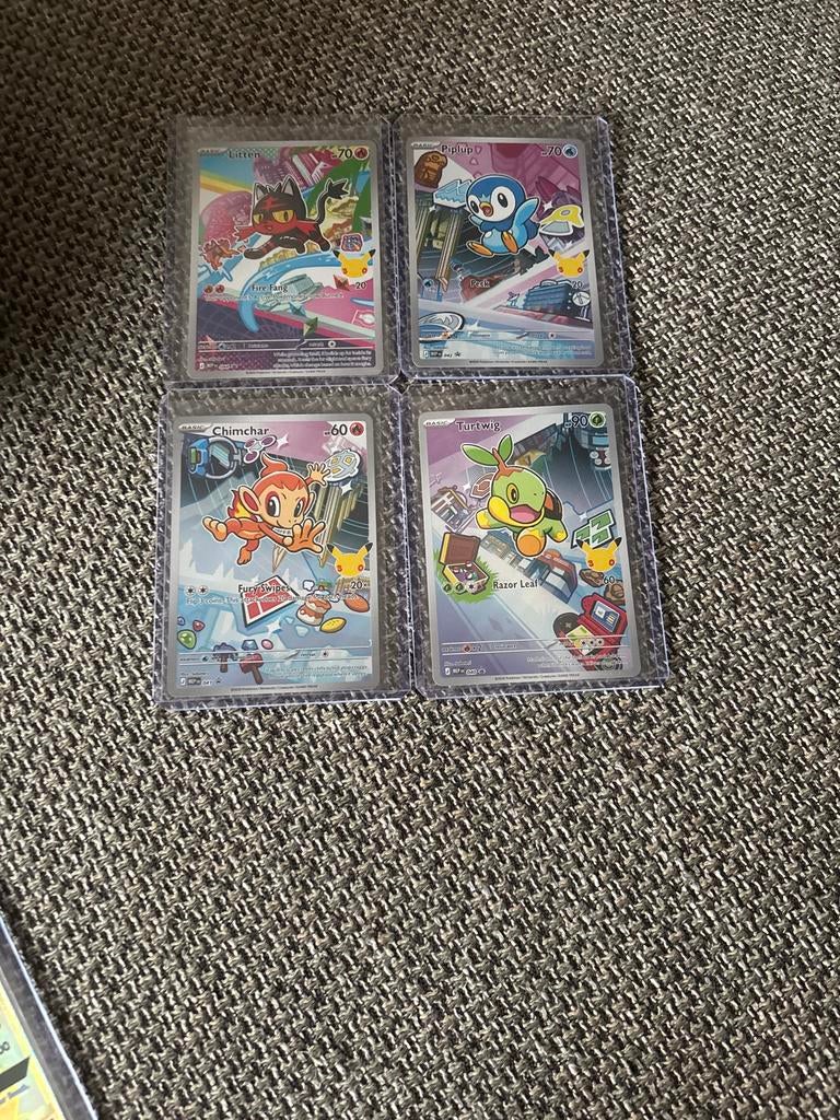 Pokémon Celebrations Kaarten: Litten, Piplup, Chimchar, Turt, Ophalen, Zo goed als nieuw, Meerdere kaarten