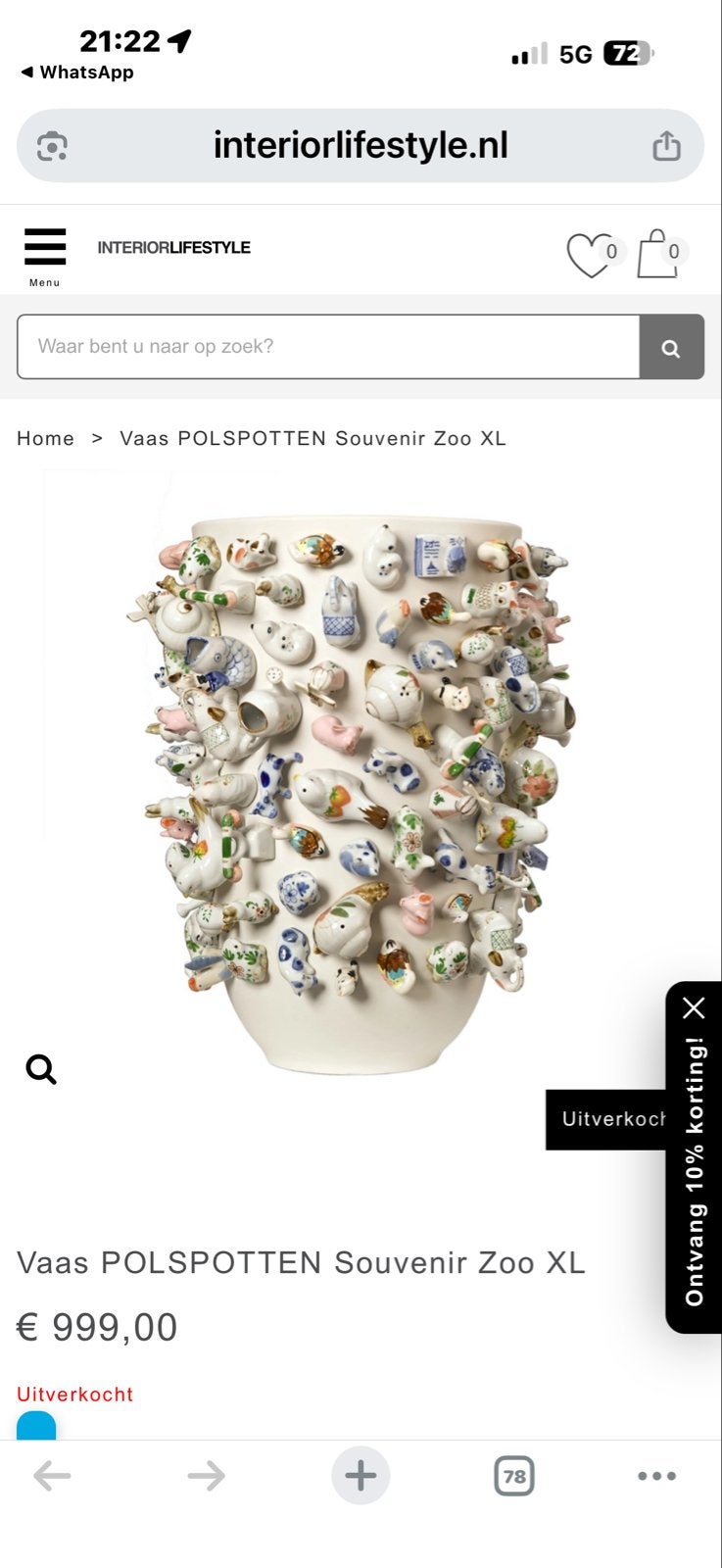 Pols Potten Souvenir Zoo XL Vaas - Tweedehands Gezocht, Ophalen of Verzenden