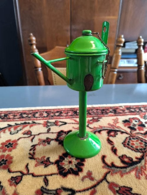 Vintage groen "Snotje" Olielamp, Antiek en Kunst, Antiek | Lampen, Ophalen of Verzenden