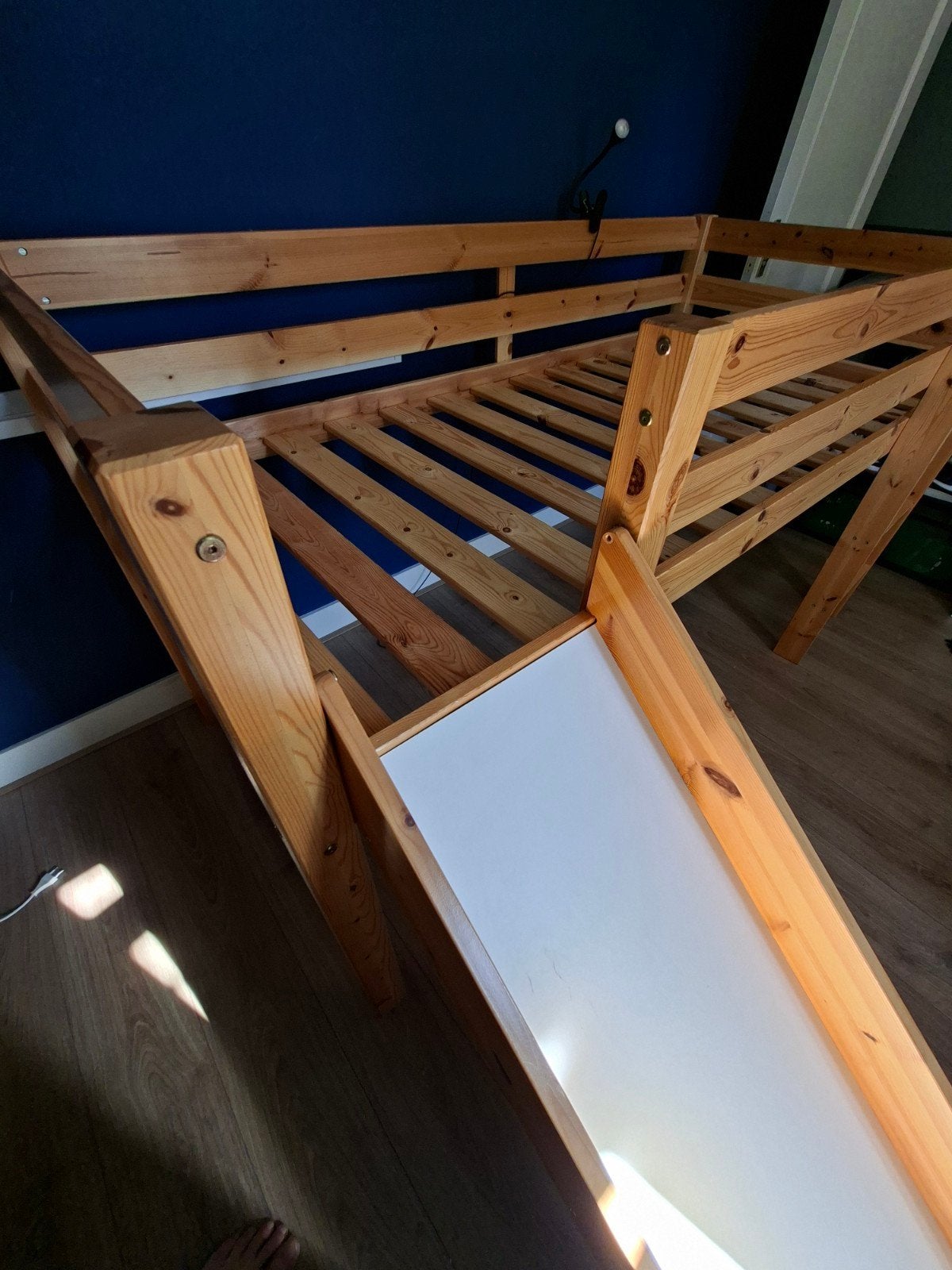 Vipack Pino halfhoogslaper met glijbaan en hutmogelijkheid, Ophalen, Gebruikt, Eenpersoons, 210 cm