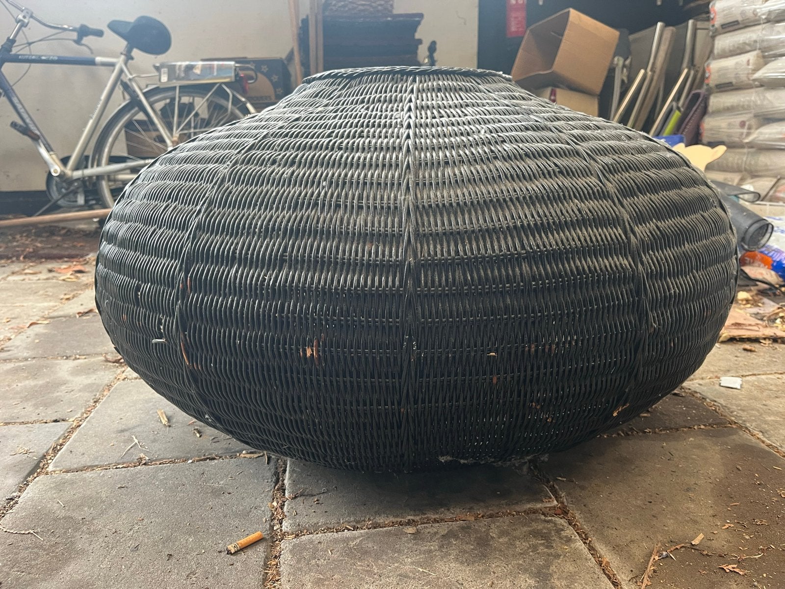 Grote rieten mand, Ophalen, Vintage, Natuurlijk materiaal, Gebruikt