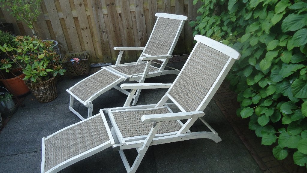 riviera maison deckchair tuinstoelen, Ophalen, Zo goed als nieuw, Verstelbaar