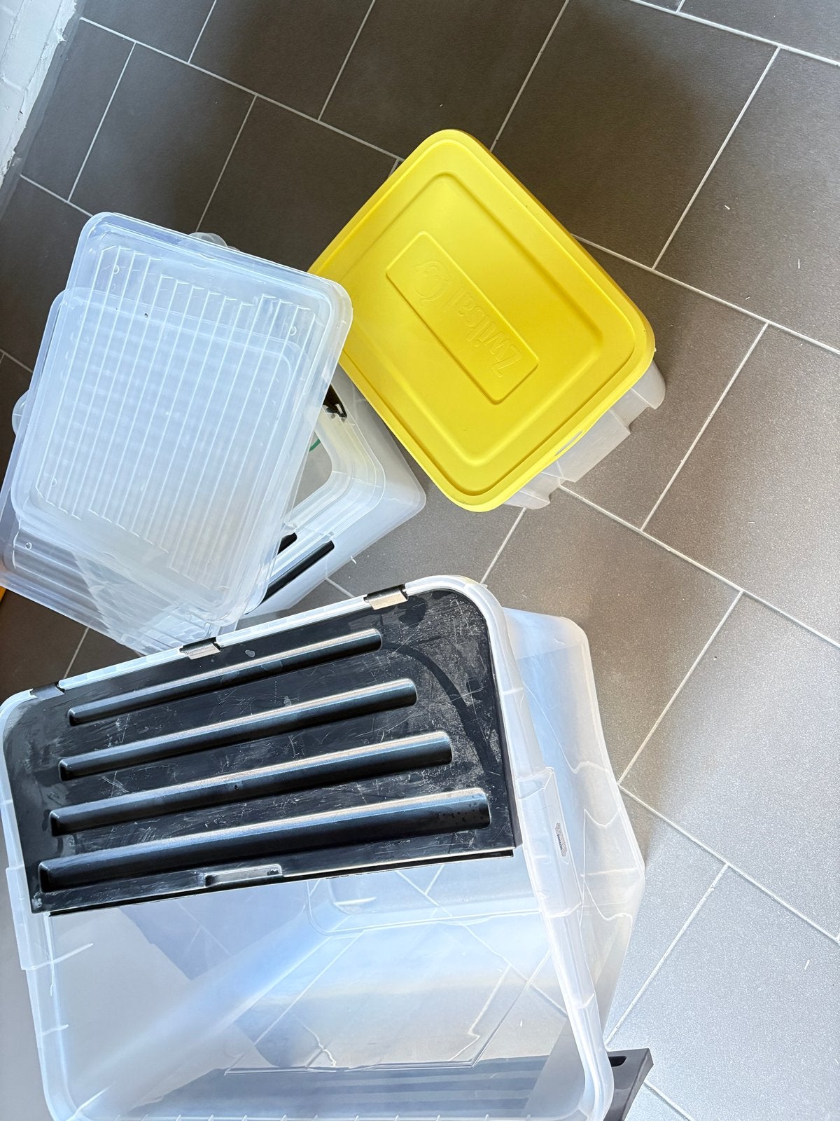6 plastic bakken voor verhuizing of opslag, diverse afmeting, Ophalen, Gebruikt, Kunststof