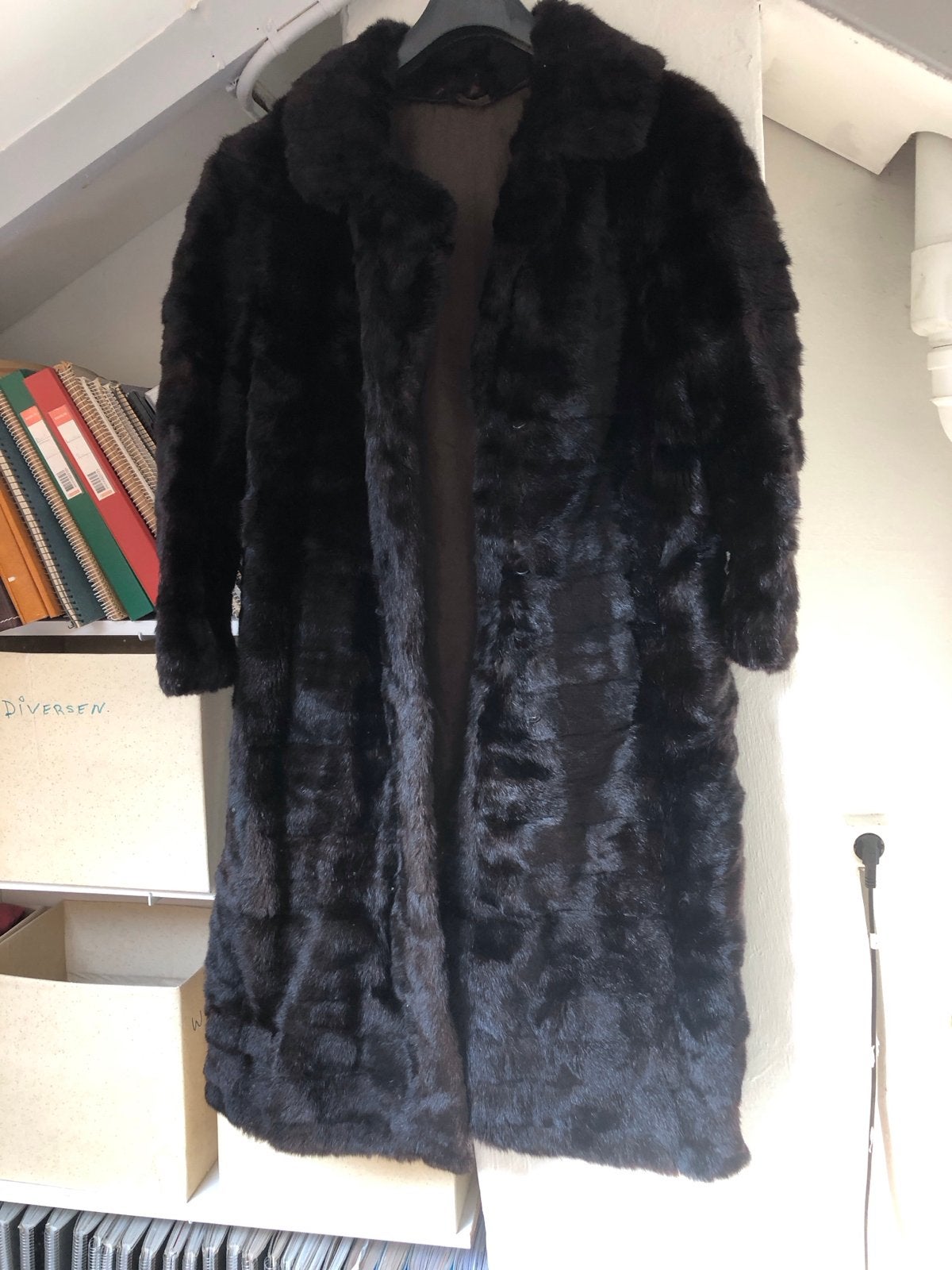 Vintage 60s Zwart/Bruine Bontjas - Dames Maat 40, Ophalen of Verzenden, Gedragen, Maat 38/40 (M), Zwart