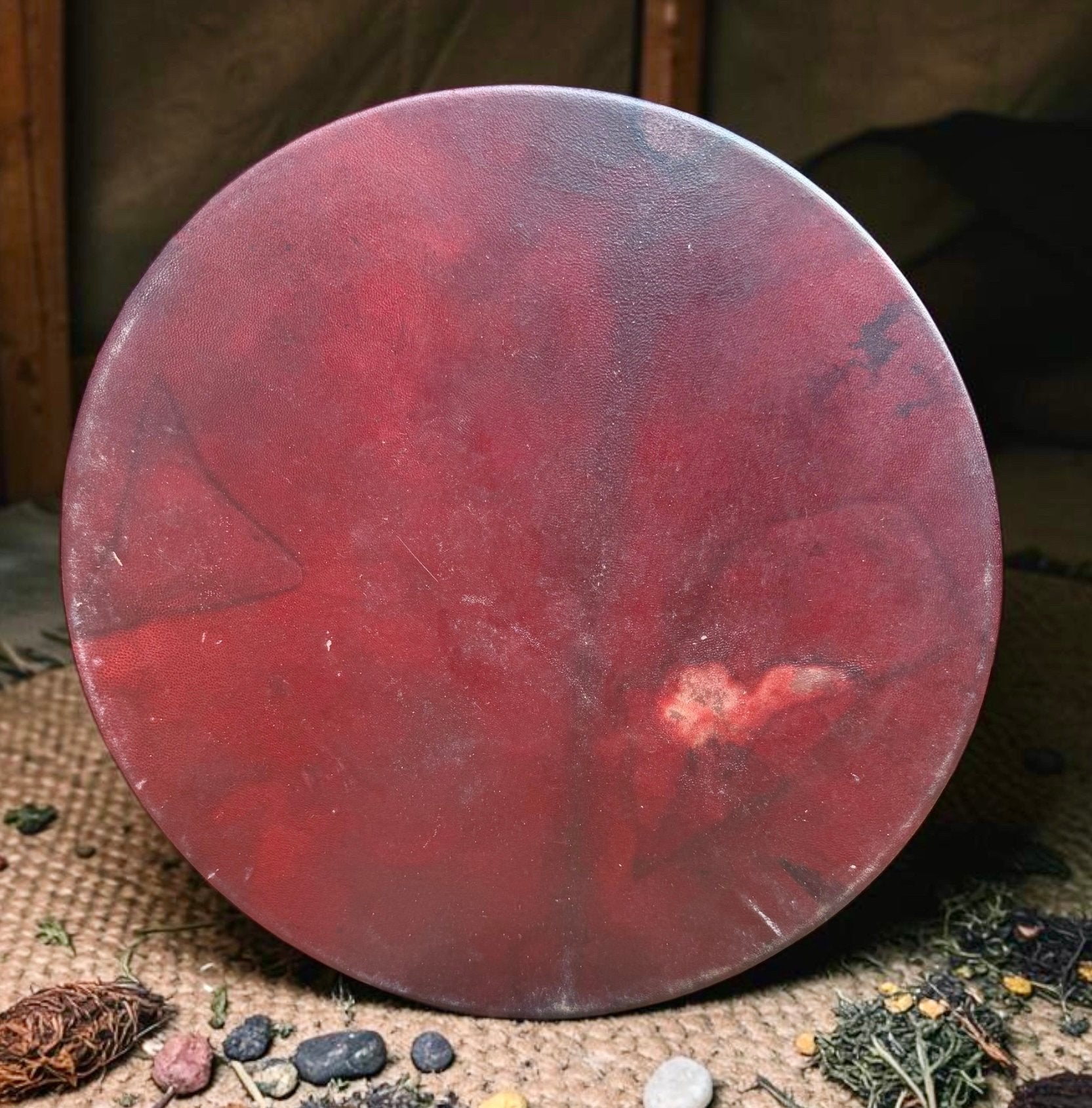 OVERGEDRAGEN Sjamanendrum Rendier 47 cm 1e chakra, Verzenden, Nieuw, Trommel