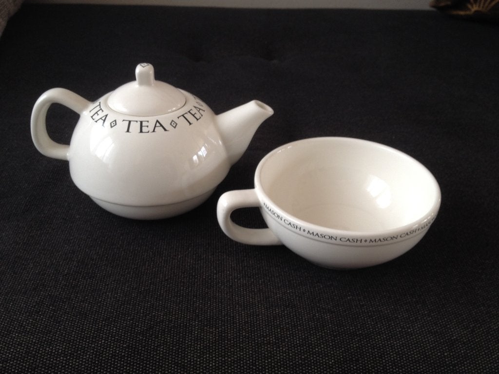 Mason Cash eenpersoons theepot met kopje NIEUW, Theepot/fluitketel, Nieuw, Ophalen of Verzenden, Steen/keramiek
