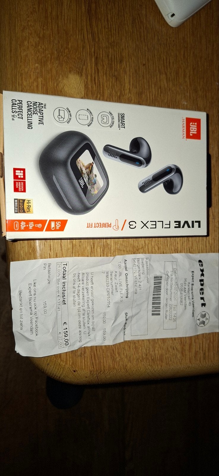 JBL Live Flex 3 Draadloze In-ear Koptelefoon Zwart