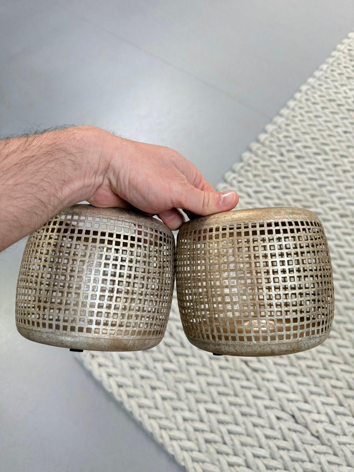 2x windlicht goudkleurig, Ophalen of Verzenden, Zo goed als nieuw